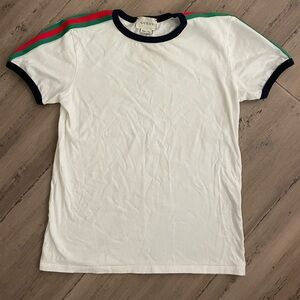 Gucci Red and White Short Sleeve Tee with Classic Crew Neck